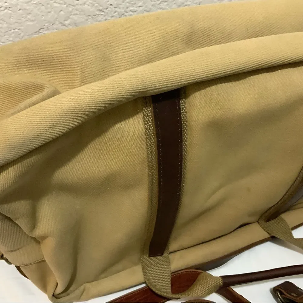 LL BEAN KHAKI CANVAS BROWN LEATHER 18